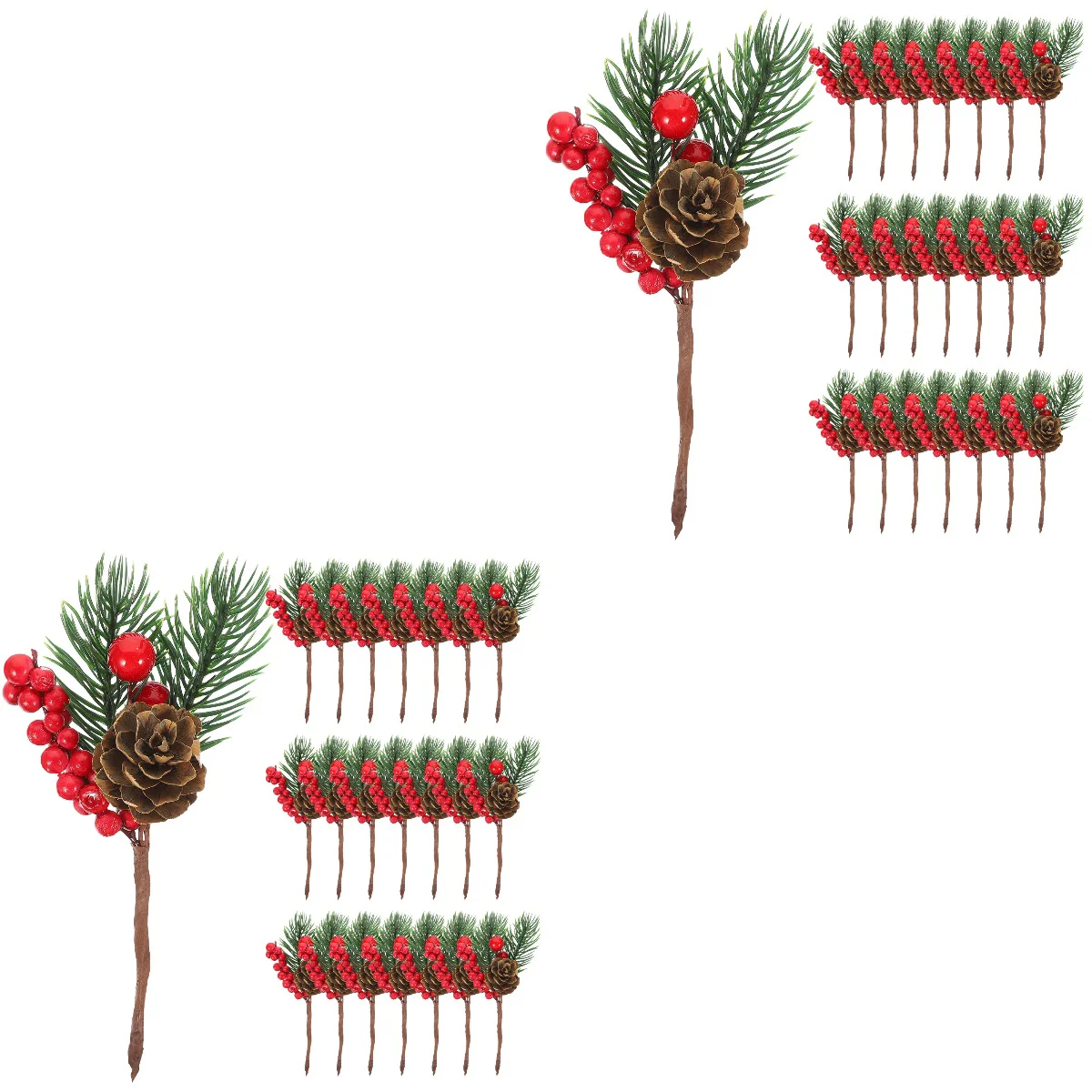 

10/20/30pcs Artificial Christmas Berry Tree Pine Branches Xmas Fake Branches Picks Christmas Simulation Red Berry Pine Navidad