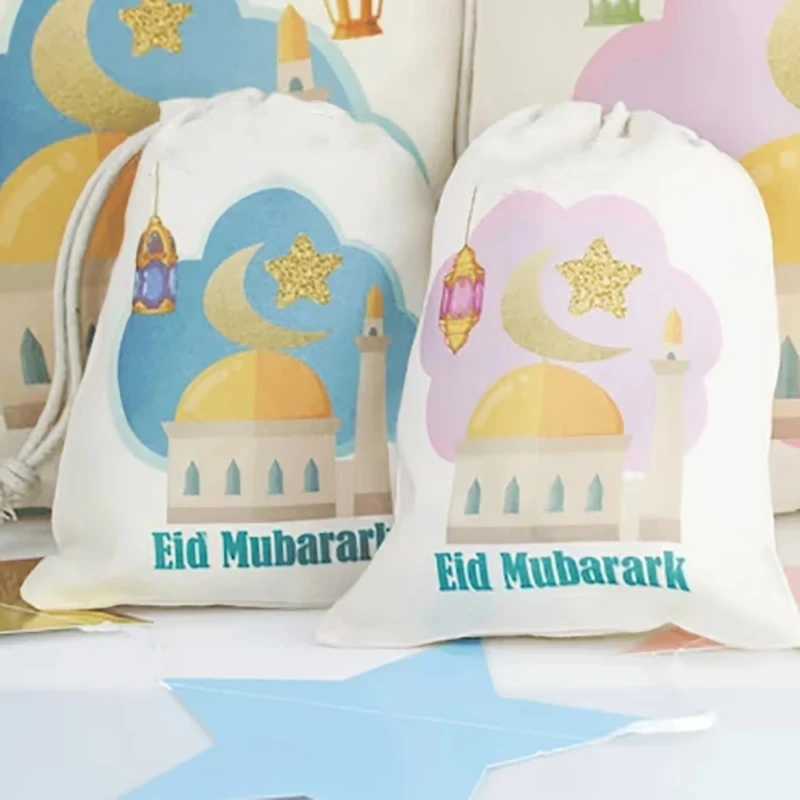 

20 cute moon stars eid Mubarak present gift Treat bags Muslim Islamic Ramadan Kareem Iftar Party decoration kid boy girl Sacks
