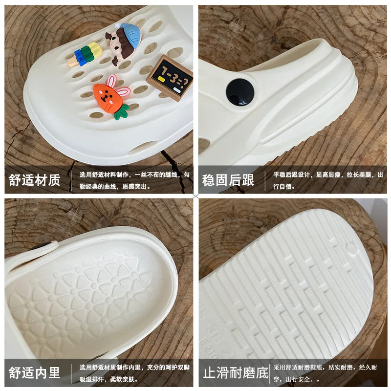 Summer Women Slippers Non-slip EVA Soft Bottom Shoes Sandals Home Slippers Clogs Shoes Buckle Accessories All-match Cute Shoes