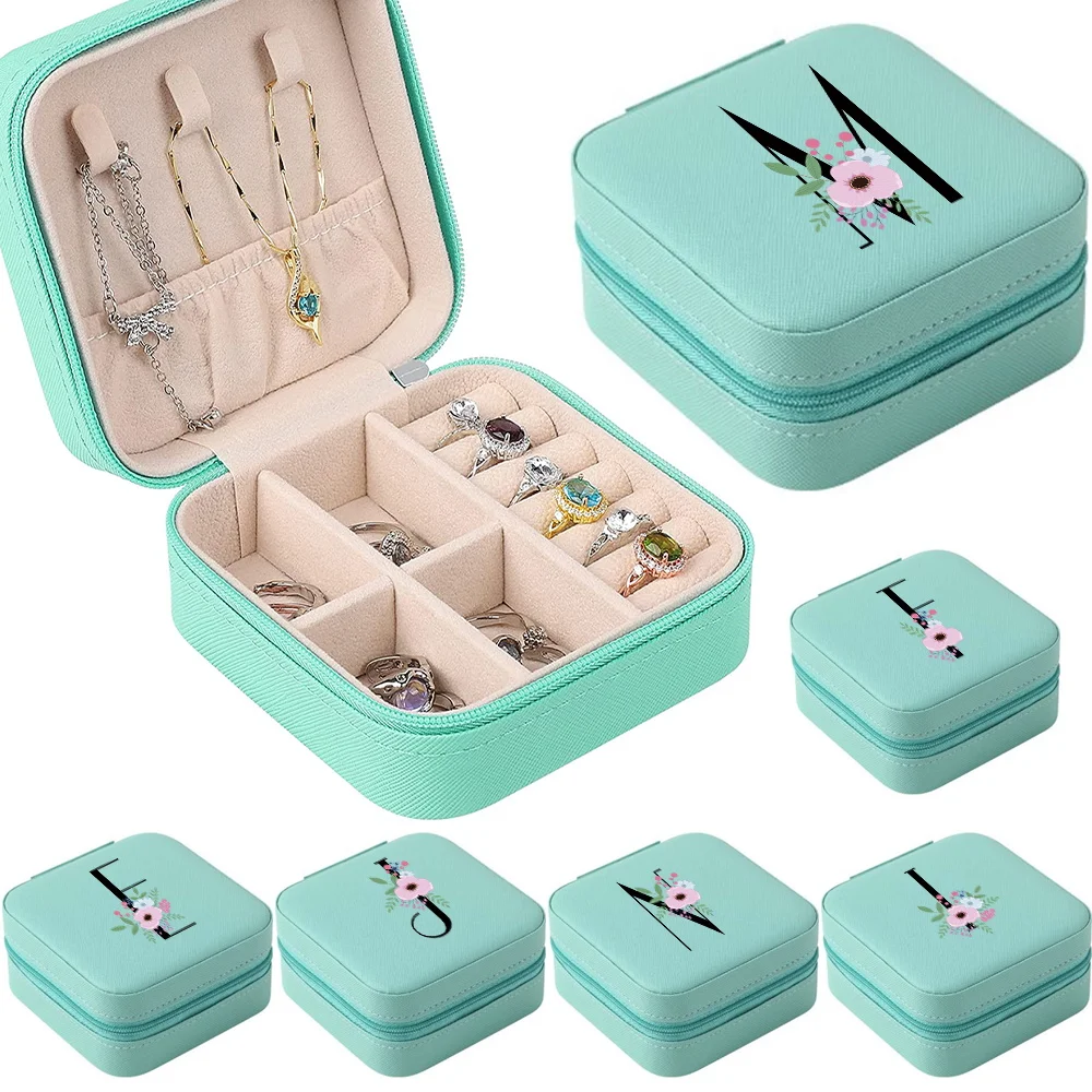 

Jewelry Organizer Box Jewelry Ring Necklace Storage Box Diamond Flower and Black Letter Jewelry Home Cosmetic Organizer Display