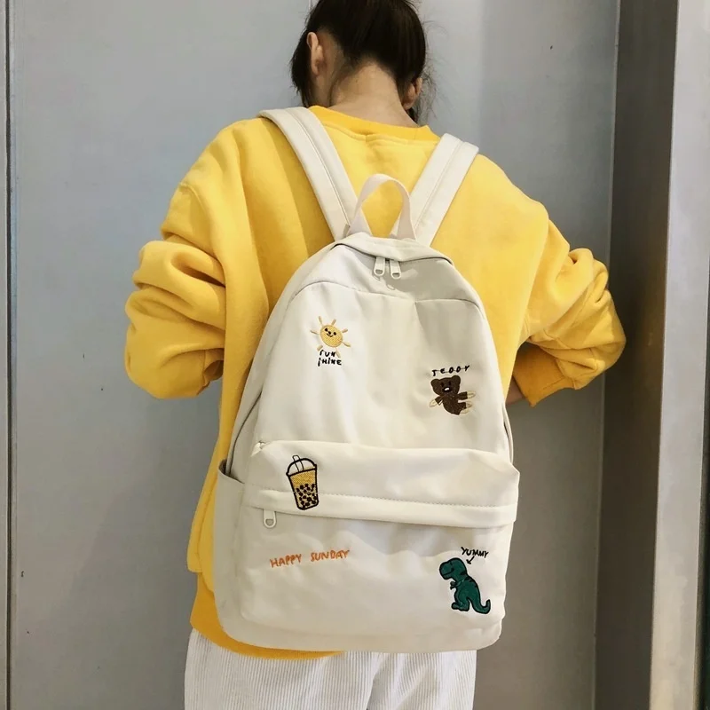 

Harajuku Backpack Student Cute Schoolbag Korean College Style Bookbag For Teenager Women Embroidery High Capacity Travel Mochila