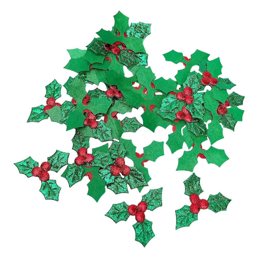 

Christmasberry Leaves Holly Craft Diy Decoration Clothcrafts Artificial Iron Tree Embroidered Gift Accessory Party Box Decorleaf