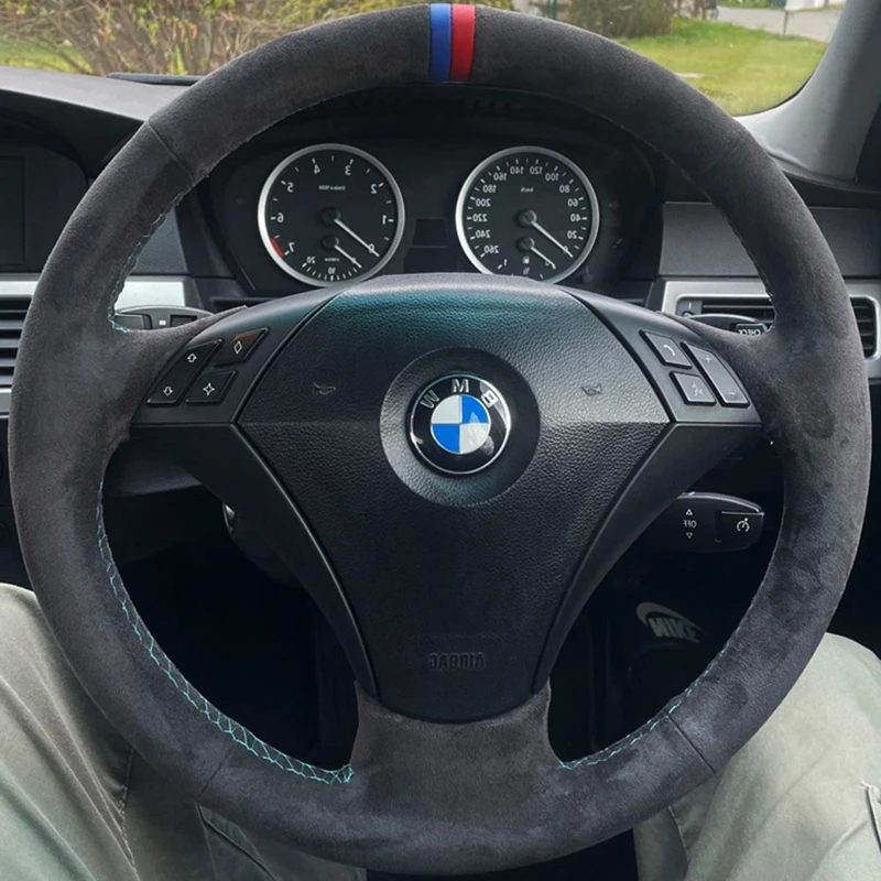 

Автомобильный чехол на рулевое колесо замшевый для BMW 523 530 523li 525 520li 535 545i E60 Чехол рулевого колеса Обертка Аксессуары для салона автомобиля
