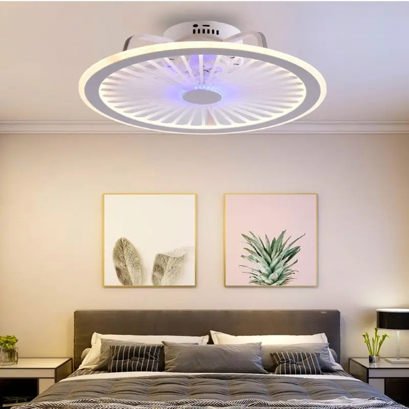 

White ceiling fan Acrylic intelligent lamp modern design led creative cute lamp bedroom study restaurant kitchen fan light