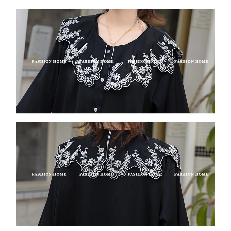 Lisacmvpnel 2022 Autumn Ice Silk Pajamas Women's Long Sleeve Embroidery Cloud Shoulder Pajama Set