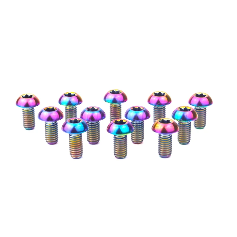 

12Pcs Titanium Bolts M5X10 Screw Bolt For Disc Brake Rotors Mountain Bike T25 Torx Head Bicycle Disc