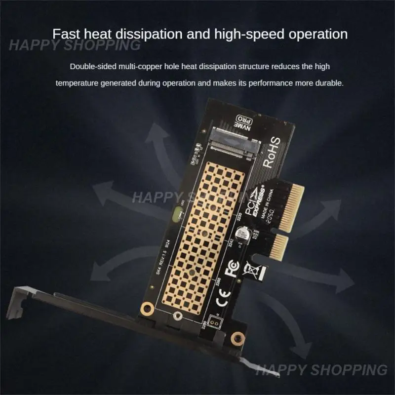 

Ssd To Pcie 4.0 Adapter Copper Hole Thickened Pcb Cooling Expansion Card Led Lights Computer Hardware Pc Video Card Riser Card