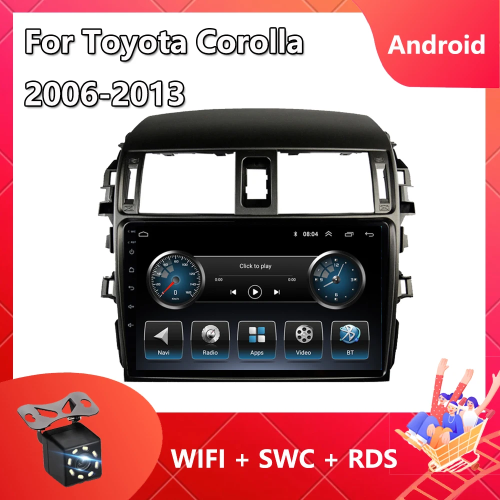 

Автомагнитола 2 Din для Toyota Corolla 2006-2013, Android 11, навигация, GPS, мультимедийный видеоплеер, 8 ядер, ПЗУ RAM BT, Bluetooth, FM, AM