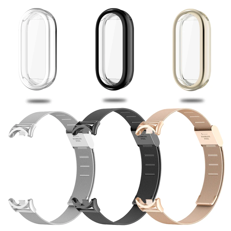 

Strap for Xiaomi Mi Band 8 Smartband Accessories Metal Bracelet for xiaomi band 8 Strap Case for miband 8 Protective Cover Frame