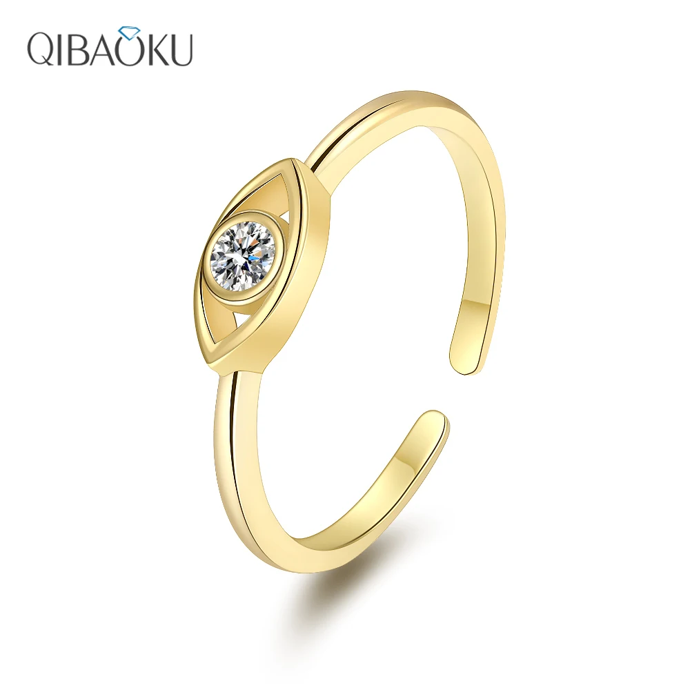 

Sterling Silver 925 Mini Zircon Gold Color Eye Shape Womem Ring Fine Party Jewelry Gift Rings 2022