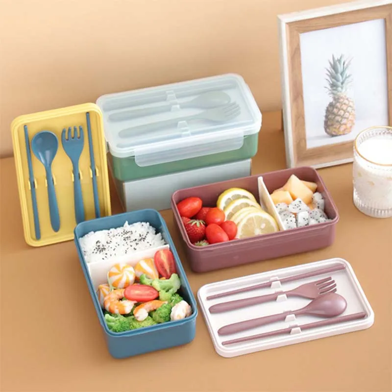 

Lunch Box Cutlery Leakproof Bento Box Food Snack Storage Box Healthy Student Office Worker Microwave Food Storage Containers