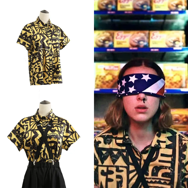 

Stranger Things Eleven Cosplay Costumes T-shirt Shirt EL Halloween Girls Women Props headwear