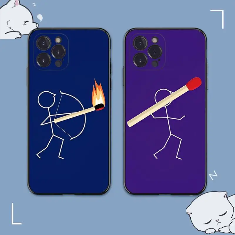 

Cartoon Matchman Phone Case For iPhone 8 7 6 6S Plus X SE 2020 XR XS 14 11 12 13 Mini Pro Max Mobile Case