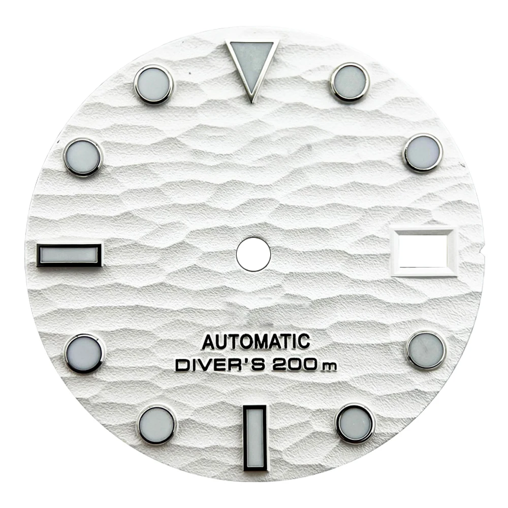 28.5mm Blue Luminous wave Dial Watches Accessories for NH35 Automatic Movement With S Logo Customizable Logo