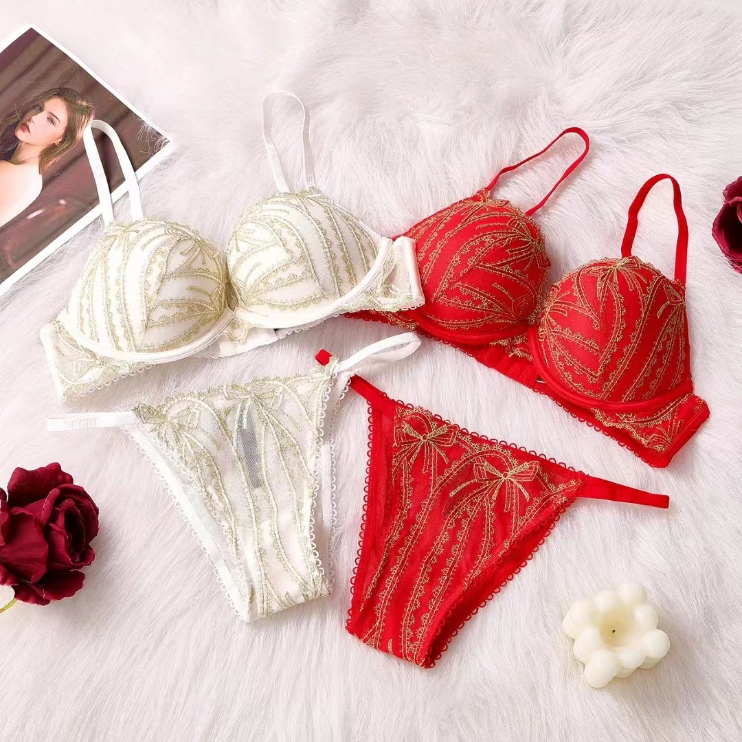 2 Piece Lingerie Set lace Bra Transparent Women Bra Set Fashion Exotic Deluxe Sexy Packag 2022 Sexy Underwear Lace Embroidery Br