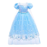 elsa princess dress crown gloves sequins ball gown for girl kids fancy clothing party birthday cosplay snow queen costume