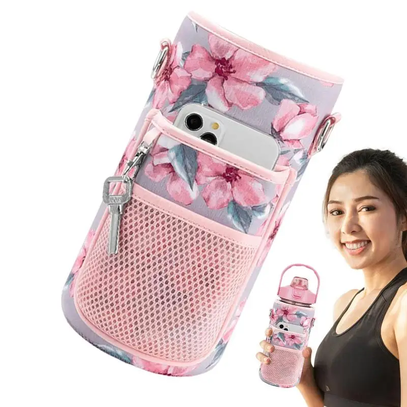 

2 литра, бутылка для воды с рукавом, вдохновляющая бутылка на пол галлона с держателем, соломенный кувшин для мужчин и женщин, для спортзала, тренировок и спорта