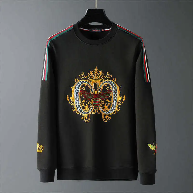 

Men's Spring and Autumn Fashion Printing Embroidered Vests Long Sleeve Crewneck Turtleneck Backing Shirt Top