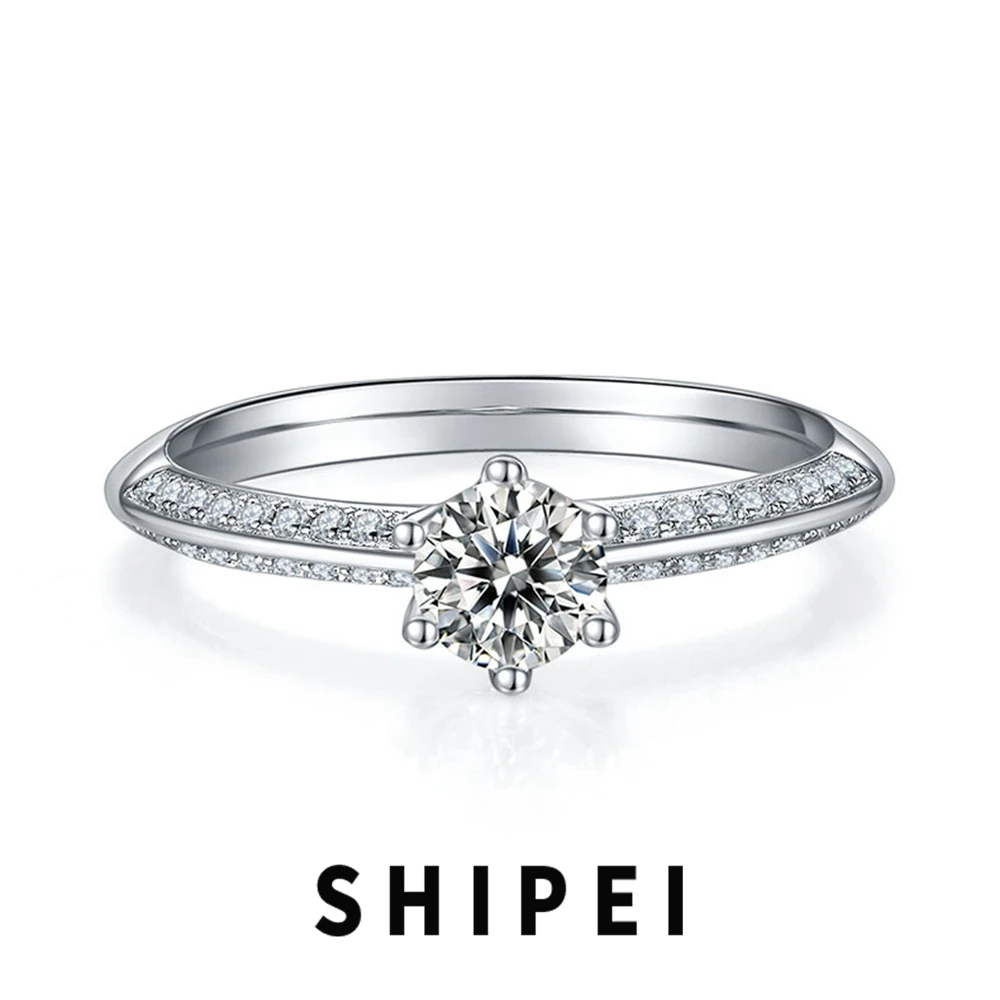 

Женское кольцо из серебра 100% пробы, с муассанитом, 5 мм