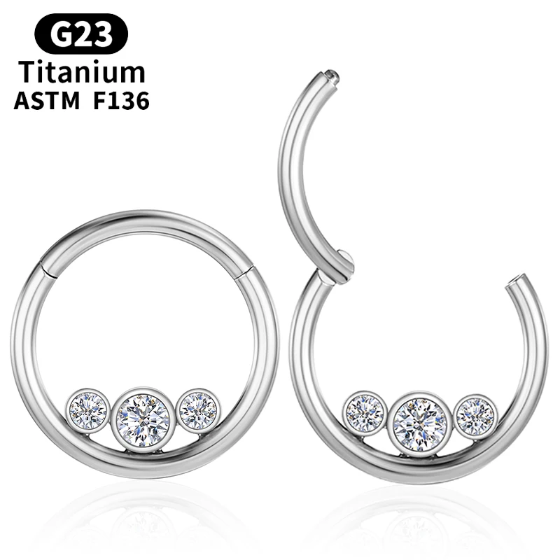 

G23 Piercing Tragus Septum Hinge Segment Nose Ring Zircon Helix Titanium Cartilage Earrings Clicker Labret Women Body Jewelry