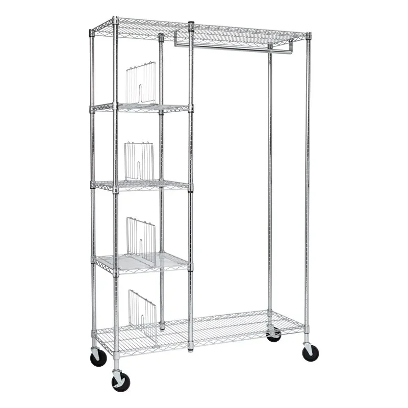 

Honey Can Do Rolling Closet with Garment Bar and Shelves, Chrome