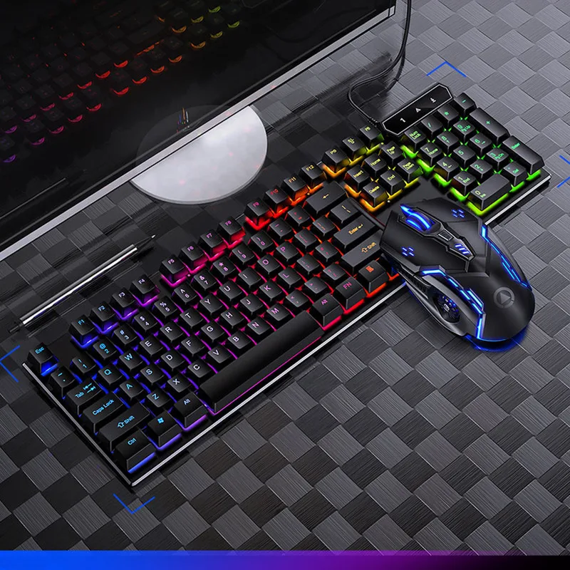 Водонепроницаемая клавиатура и мышь смешанные цвета подсветильник ка Игровая USB