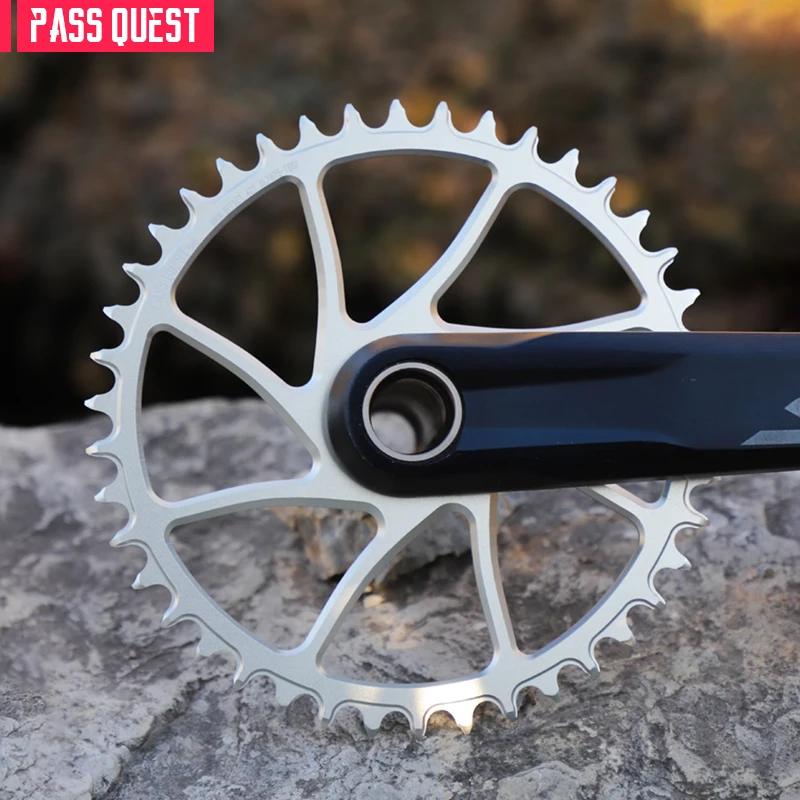 Фото PASS QUEST для SHIMANO M6100 M7100 M8100 M9100 Кривошип с прямым креплением Узкая широкая звездочка КРУГЛАЯ черная и серебристая №4