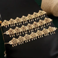 algerian wedding headband alloy tassels bridal headwear gold plated rhinestone hair chains bridesmaid gift moroccan bijoux