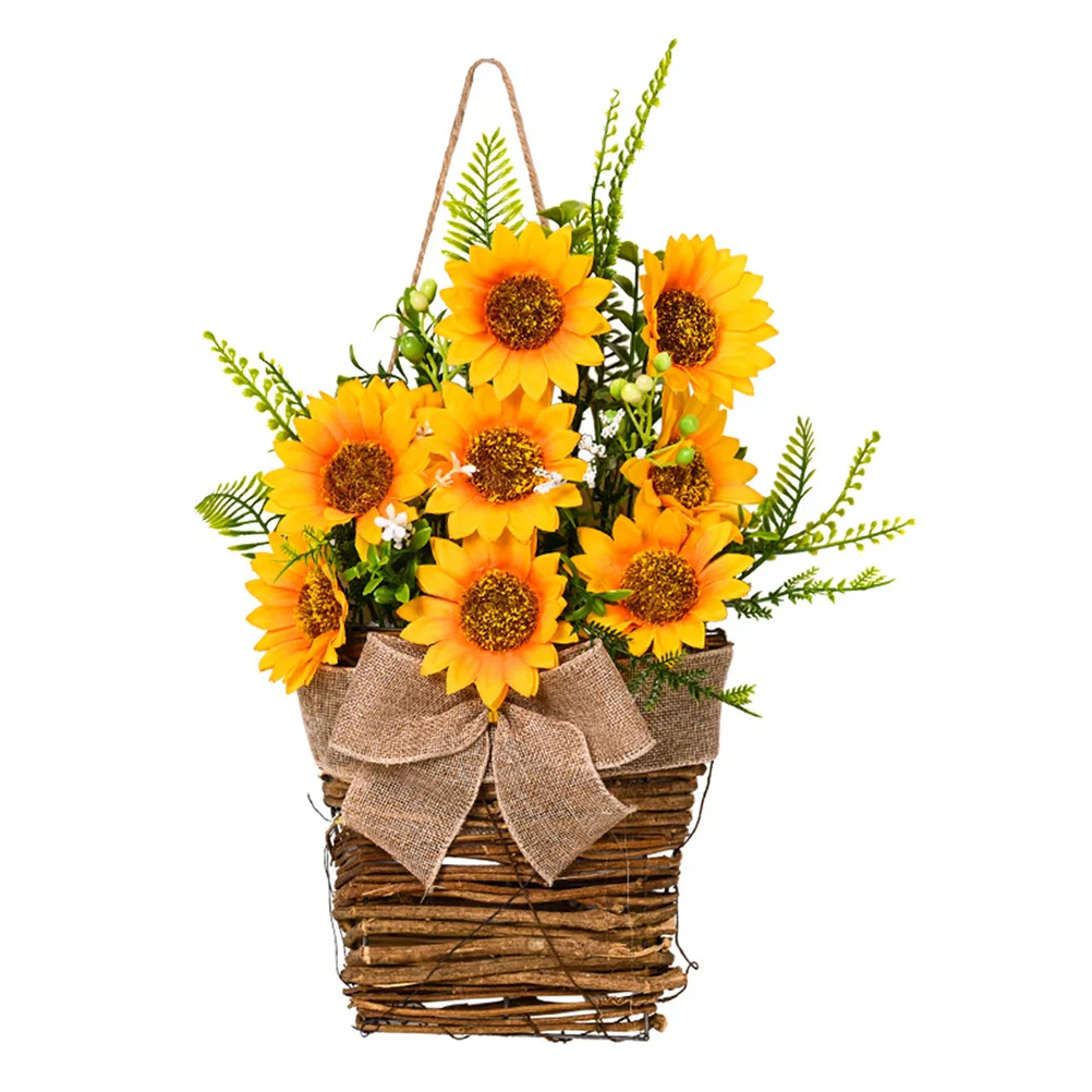 

Sunflower Decor Wreath Wall Door Hanging Garland Kitchen Artificial Front Basket Fake Welcome Farmhousewreaths Summer Sunflowers