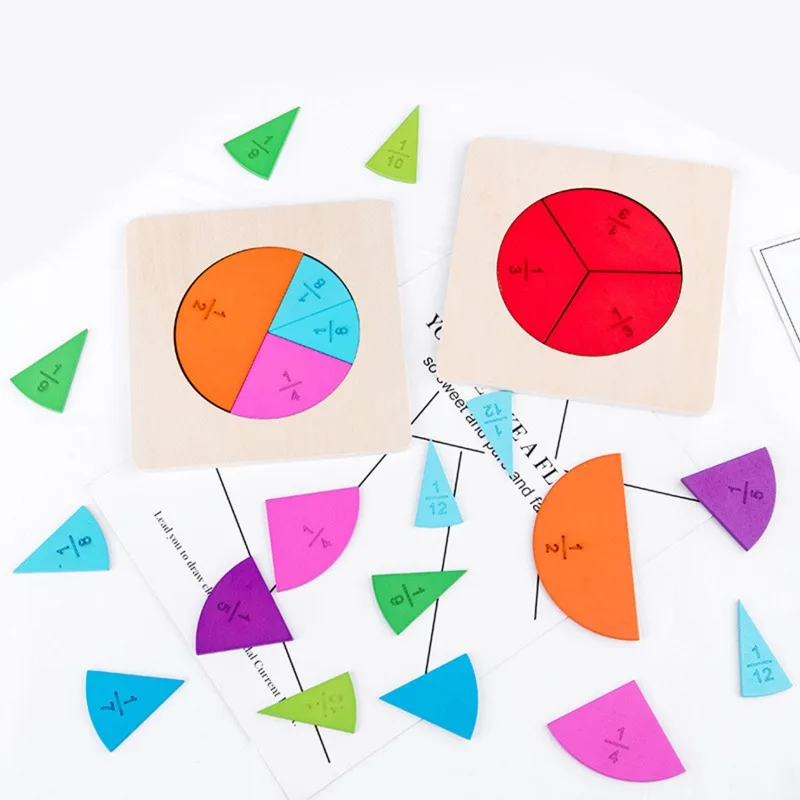 

Wooden Montessori Math Fraction Learning Board Toys Children Students Preschool Early Education Teaching Aids Counting Plate