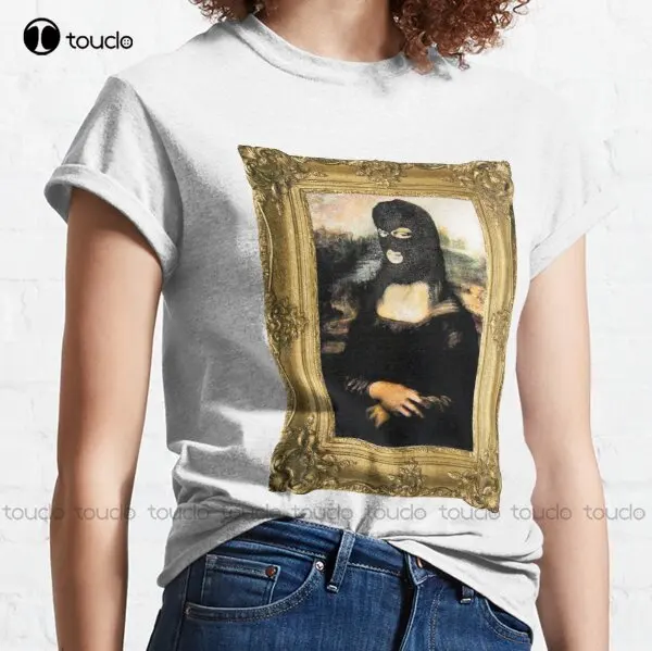 

Funny Masked Mona Lisa T-Shirt Classic T-Shirt Custom Aldult Teen Unisex Digital Printing Tee Shirt Fashion Funny New Xs-5Xl