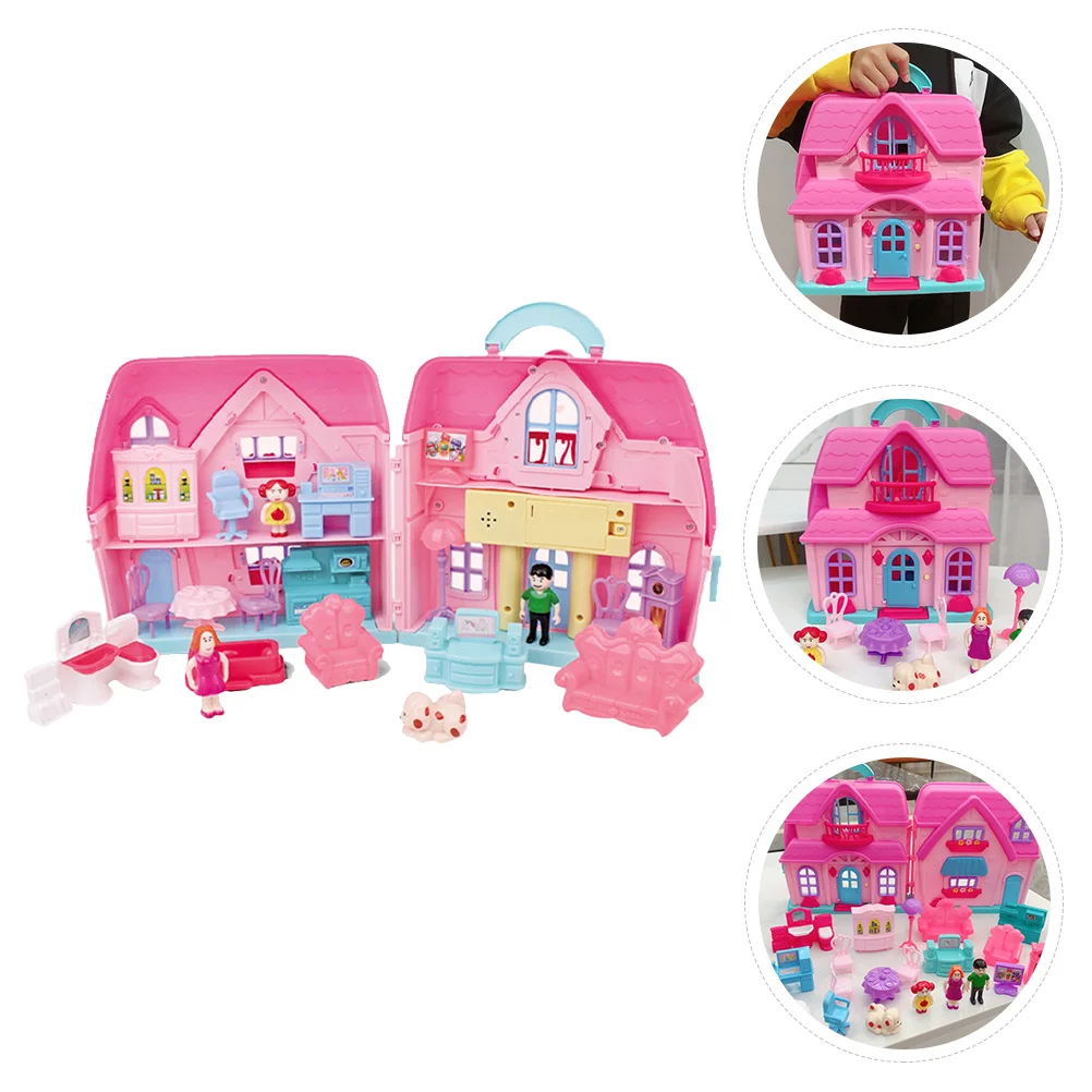 

Kids Girl Toys Princess House Storage Box Adorable DIY Kit Mold Portable 25X22X11.5cm Pink Plastic Child