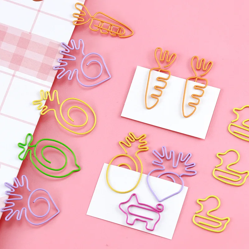 Креативные металлические скрепки в виде морковки ананаса лимона утки свинки для