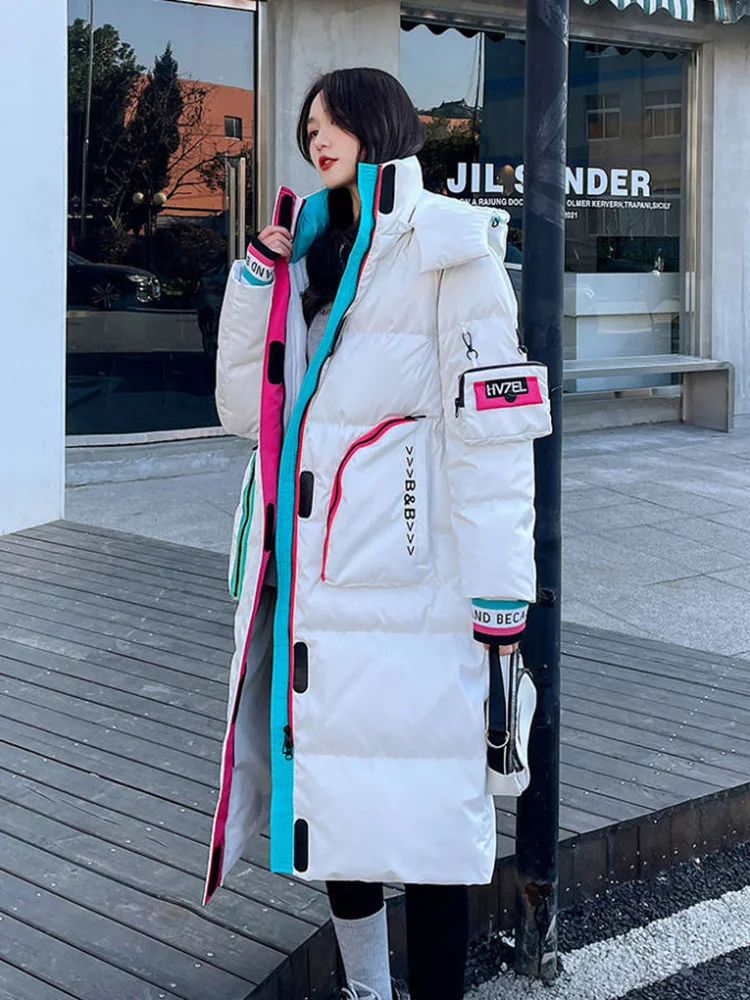 Glossy Parka Snow Coat Women's 2022 Fashion Thicken Winter Hooded Loose Long Jacket Female Windproof Rainproof Warm Outwear