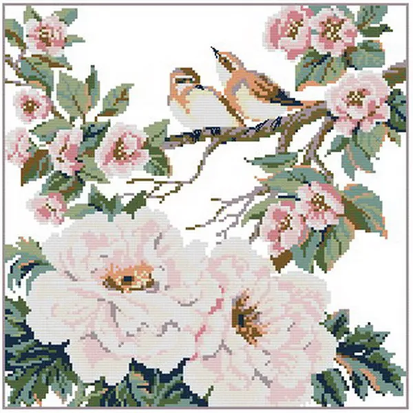 

Высшее качество, Милая Горячая Распродажа, Набор для вышивки крестиком, искусственная работа для домашнего веселья, белый пион и птица