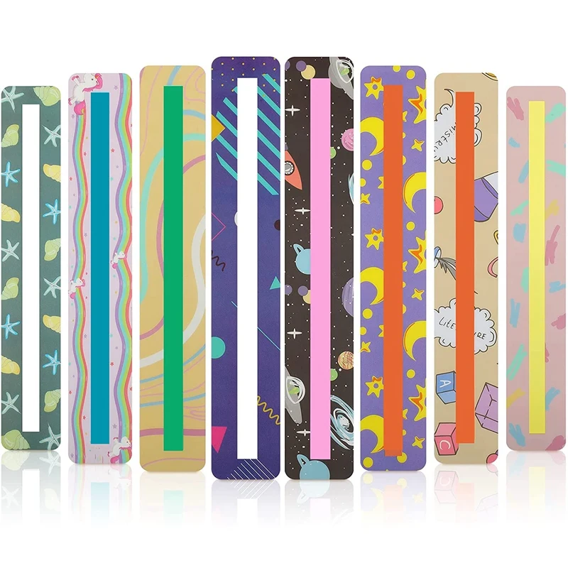 

16 Pieces Guided Reading Strips Sentence Strips For Kids Overcoming Dyslexia Colored Highlighter Bookmarks (Cute Style)