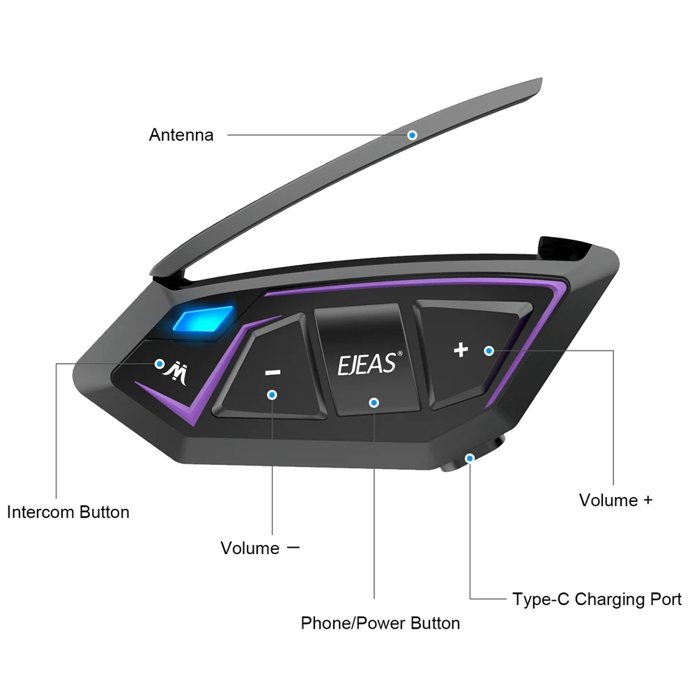 EJEAS 8. Сетчатый домофон на большие расстояния мотоциклетный шлем Bluetooth-домофон