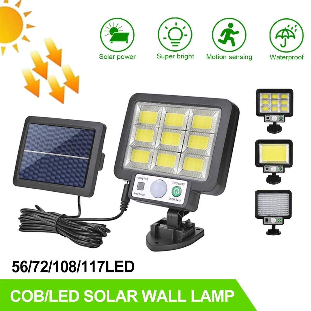 

117Led Solar Lights Outdoor Wall Light Motion Sensor Security Lights With Remote Control 3 Modes Waterproof Garden Patio Light