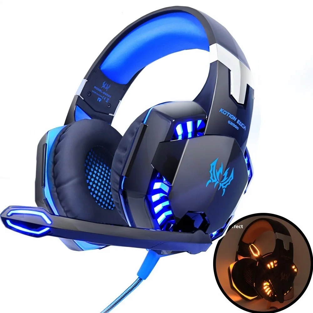 

Gaming Headphones Headset Deep Bass Stereo wired gamer Earphone Microphone with backlit for PS4 phone PC Laptop