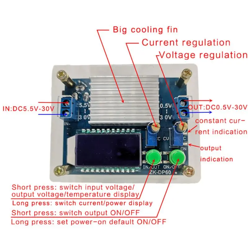 

DC DC Boost Voltage Converter Adjustable CC Power Module 6A 60W with Fan 367D