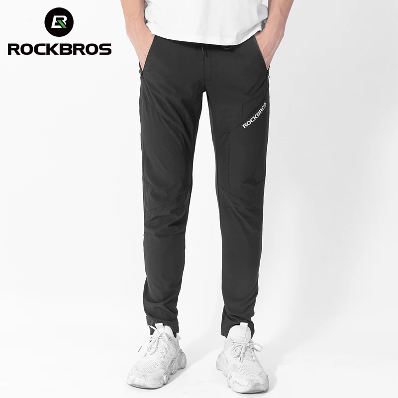 

Rockbros official Pants Spring Summer Breathable Reflective Rainproof Elastic Com table Polyester MTB Bike Trousers