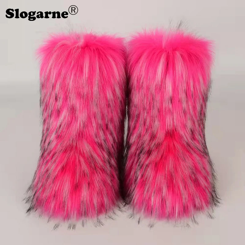 Woman Plush Warm Snow Boots Luxury Footwear Girls' Furry Fur