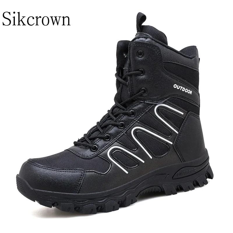 

Men Army Tactical Combat Military Boots High Tube Outdoor Climbing Hunting Shoes Fans Combat Training Hiking Non-slip Big Size47