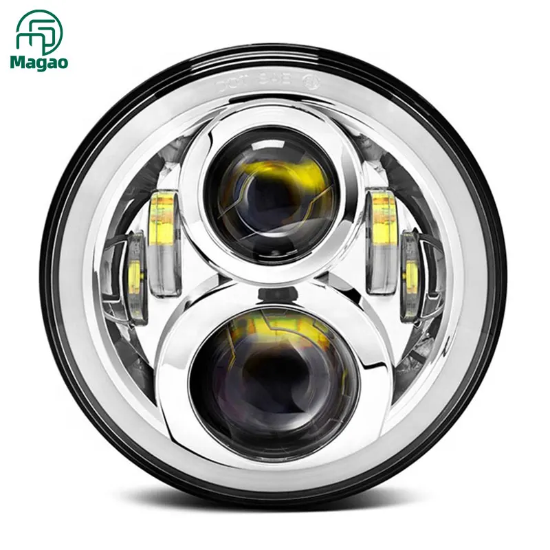 

High Power Low Beam 12V 24V Two 7-inch LED headlights with squinting eyes DRL amber