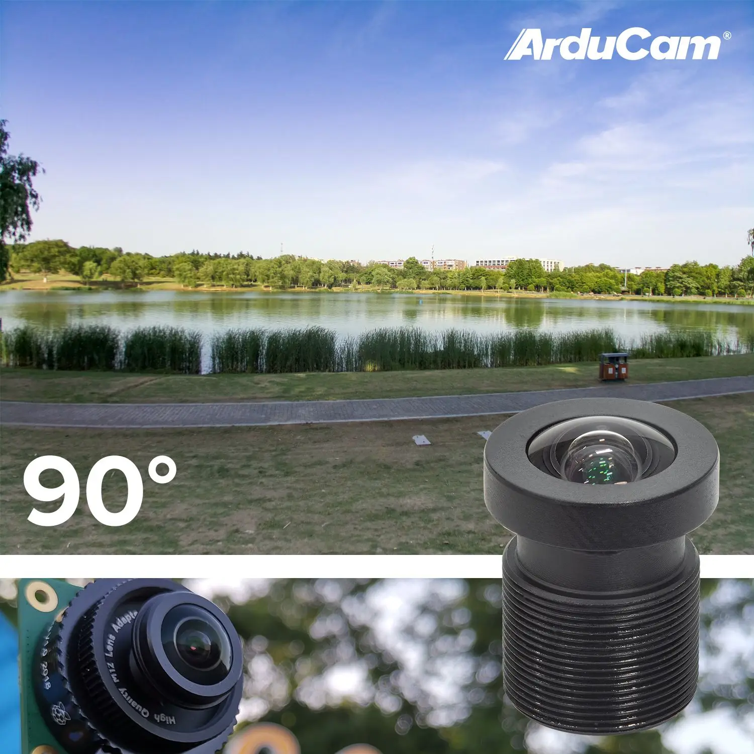 Комплект объективов Arducam 90 градусов M12 для камеры Raspberry Pi HQ широкоугольный