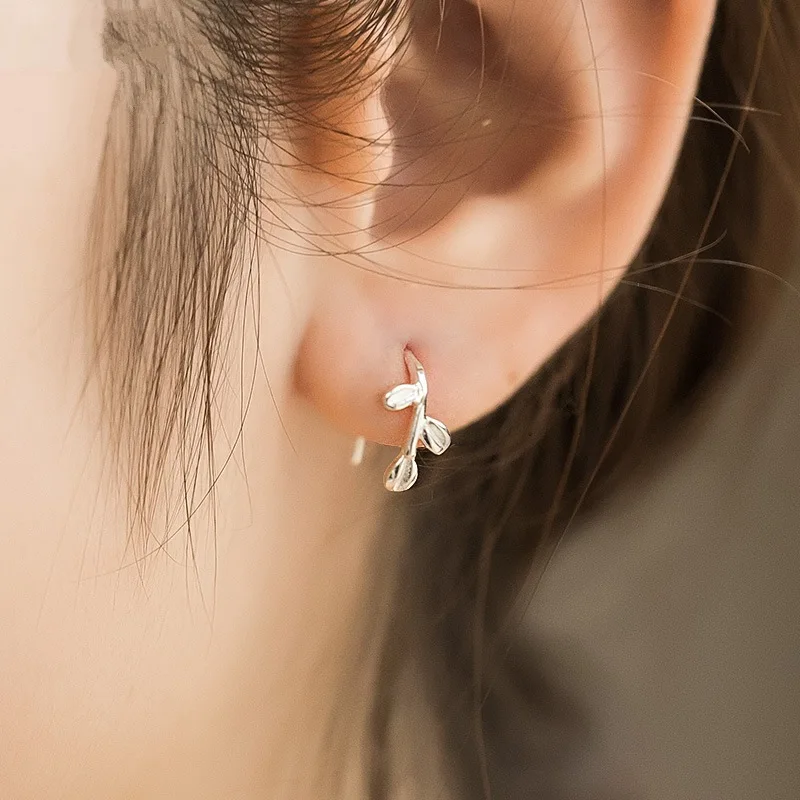 

S925 Silver Olive Branch Earrings For Women Designer Luxury Earrings Aesthetic Vintage Ear Studs Crystal Korean Style Simple
