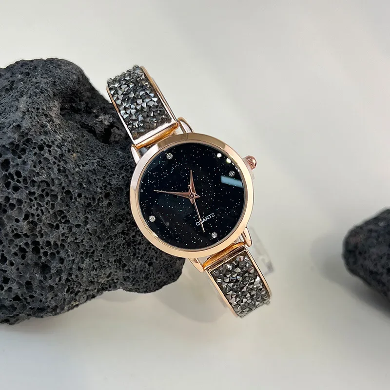 

Luxury Starry Sky Fashion Crystal Rose Gold Silver Plated Women Quartz Watches