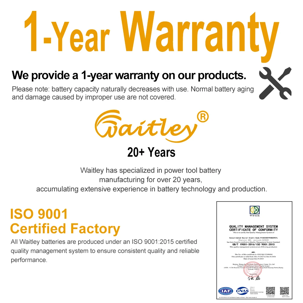 Фото Аккумулятор Waitley 9Ач для электроинструментов Dewalt 18В 20В / аксессуары для инструментов, перезаряжаемые литиевые батареи, замена DCB200 DCB184 №2