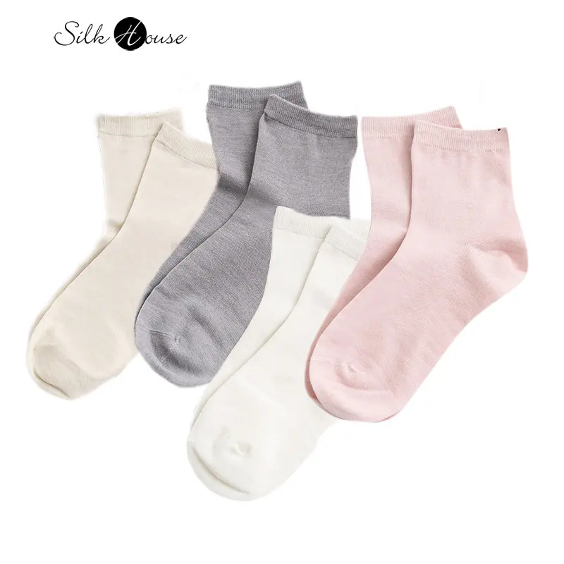 3Pcs/Set  Women's fashion new multicolor women's silk socks mulberry silk breathable odor proof