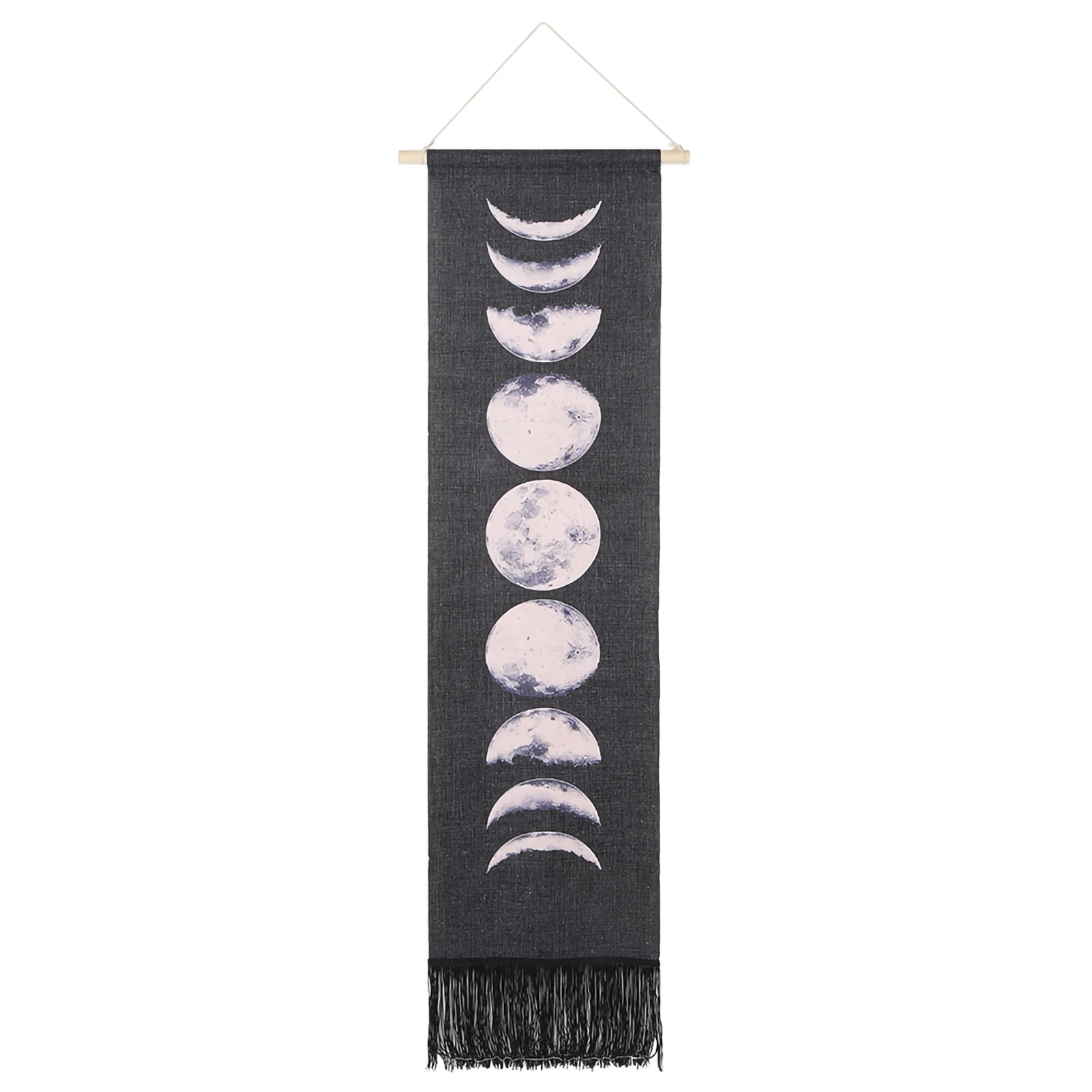 

Household Handcraft Moon Cycles Pattern Wall Decorative Hanging Tapestry Room Decoration Supplies(Black 46x12in)